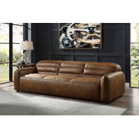 94.6" Genuine Leather Round Arm Sofa by A&J Homes Studio