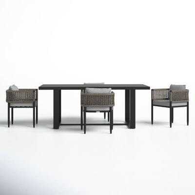 Scotia 7 Piece Outdoor Dining Table Set in Aluminum with Grey Rope and Cushions by Joss & Main