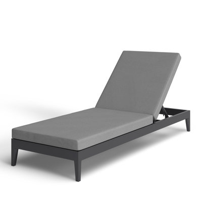 Elza Outdoor Patio Adjustable Chaise Lounge Chair In Aluminum With gray Cushions