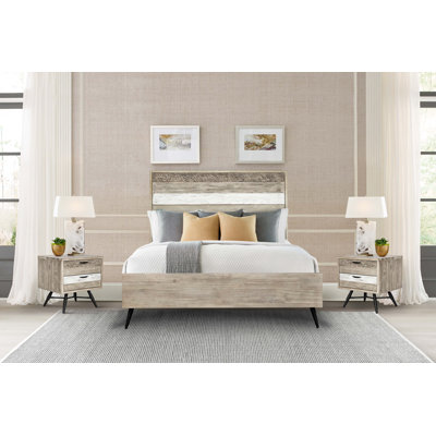 Bryse 3 Piece Bedroom Set In Two-Tone Acacia Wood by Foundry Select