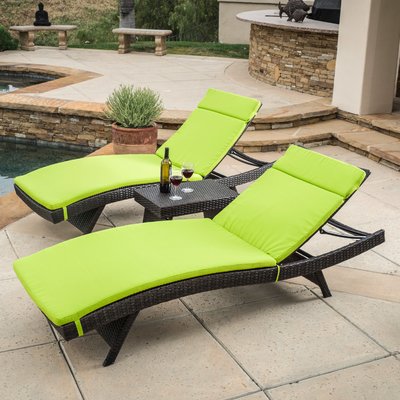 Ardoin Sun Reclining Chaise Lounge with Cushion and Table by Brayden Studio
