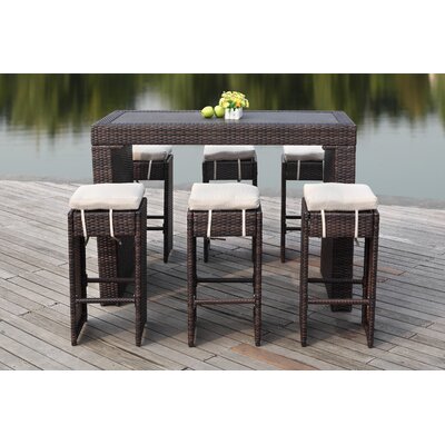 Motter Rectangular 6 - Person 59.1" Long Bar Height Dining Set with Cushions