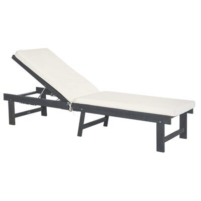 Matheny 75.2" Long Reclining Acacia Single Chaise Lounge with Cushions by Brayden Studio