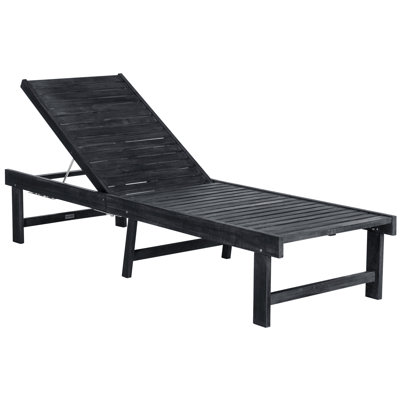 Matheny 75.2" Long Reclining Acacia Single Chaise Lounge with Cushions by Brayden Studio