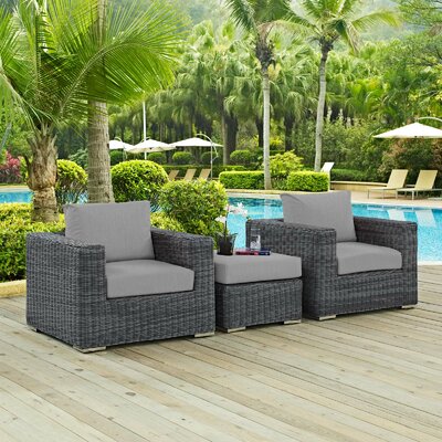 Modway Invite 3 Piece Outdoor Patio Sunbrella Sectional Set by Modway