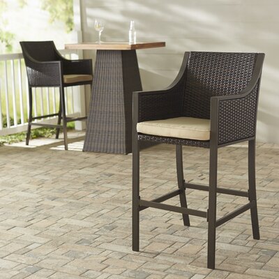 Liggins 30" Patio Bar Stool with Cushion by Brayden Studio