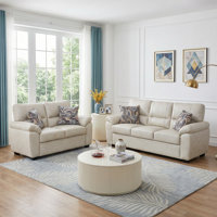 Faux Leather Loveseat And Sofa Set With Accent Pillow by Latitude Run