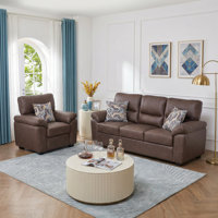 2-Piece Living Room Set - Faux Leather Chair And Sofa by Latitude Run