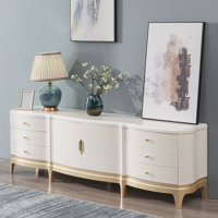 Solid Wood TV Cabinet with Rounded Corners