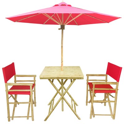Sinta Bamboo 3 Piece Bistro Set with Umbrella