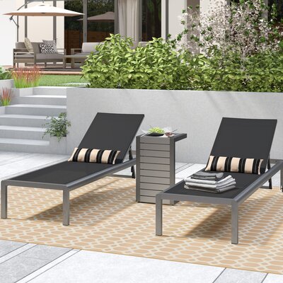 Caggiano Reclining Chaise Lounge with Table by Wade Logan