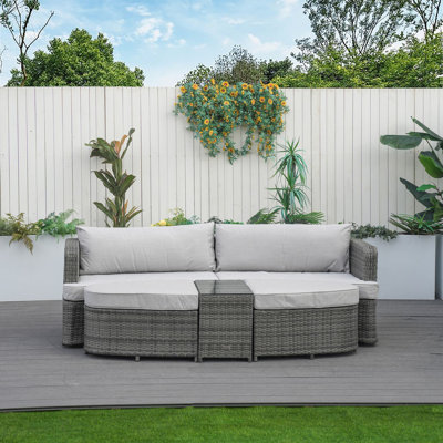 Anazco 88.98" Wide Outdoor Wicker Patio Daybed with Cushions by Wade Logan
