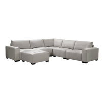 Fawcette 112" Wide Genuine Leather Symmetrical Modular Corner Sectional with Ottoman by Hokku Designs