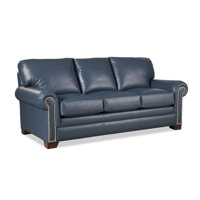 Copola 86" Genuine Leather Rolled Arm Sofa