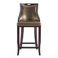 Emperor Vegan Leather Upholstered Solid Wood Bar Stool by Manhattan Comfort