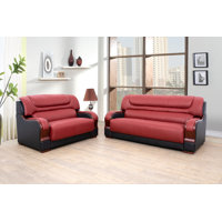 Endri 2 Piece Genuine Leather Living Room Set