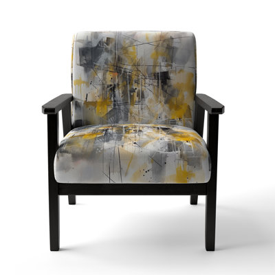 Yellow Grey Beyond The Canvas I - Upholstered Modern Arm Chair by Design Art
