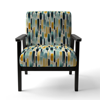 Green Adn Yellow Paint Striped Pattern - Upholstered Modern Arm Chair by Design Art
