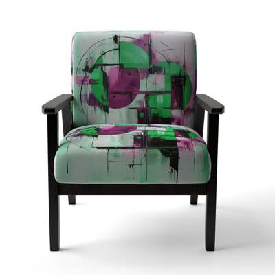 Colorful Mid Century Abstract Fusion I - Upholstered Modern Arm Chair by Design Art