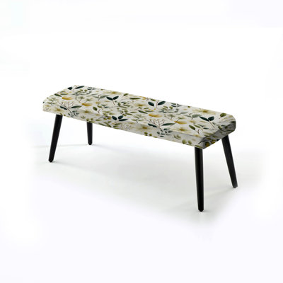 Boho Upholstered Black Bench by Design Art