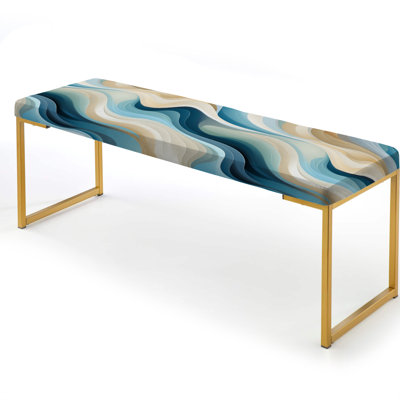 Coastal Harmony - Abstract Upholstered Gold Bench by Design Art