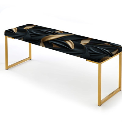 Glamour Noir And Gold Harmony - Marble Upholstered Gold Bench by Design Art