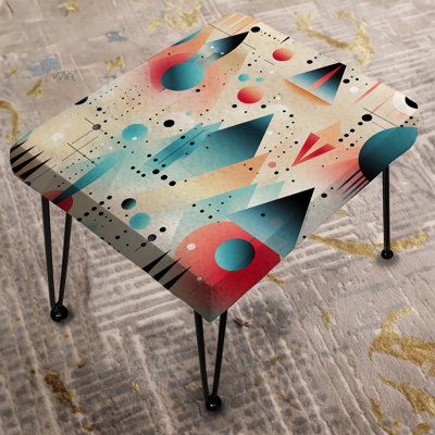 Blue Funky Retro Triangular Sphere Dream - Vintage Rectangle Ottoman by Design Art