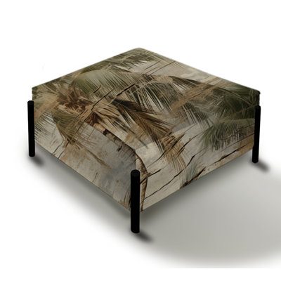 Driftwood Canvas Tropical Pattern - Tropical Large Square Ottoman