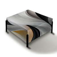 Monochrome Reflections III - Geometric Large Square Ottoman by Design Art