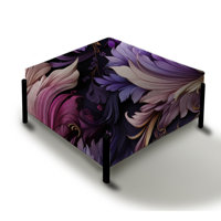 Regal Feathered Elegance - Floral Large Square Ottoman by Design Art