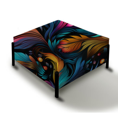 Eclectic Nomad Boho Pattern - Paisley Large Square Ottoman by Design Art