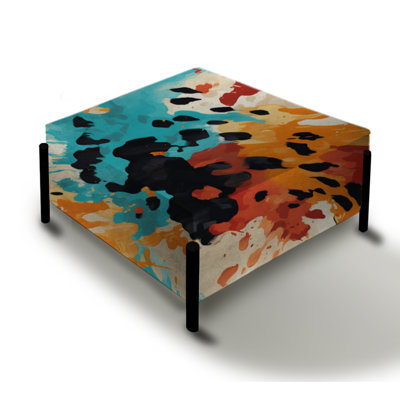 Artistic Expression Tell And Black - Animal Print Large Square Ottoman by Design Art