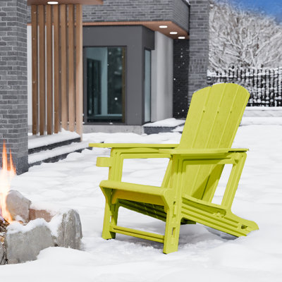 Adirondack Chair with Cup Holder All-Weather Reclining Chair for Patio Deck Backyard and Poolside by ChicFurnit