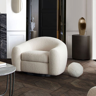 Pascal 101.6cm Wide Polyester Swivel Barrel Chair by Diamond Sofa
