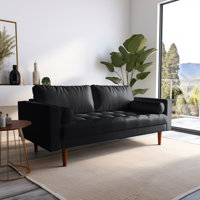 Beyzanur Tufted PU Leather Sofa by Latitude Run