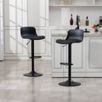 Modern Adjustable Swivel Bar Stools, Pu Leather Counter Barstool With Back, Kitchen Island Chairs With Large Base(Set Of 2) by Ivy Bronx