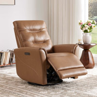 Genuine Leather Triple-motor Power Swivel Glider Recliner with Power lumbar support & headrest