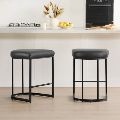 Upholstered Counter Stool with Metal Frame by Latitude Run