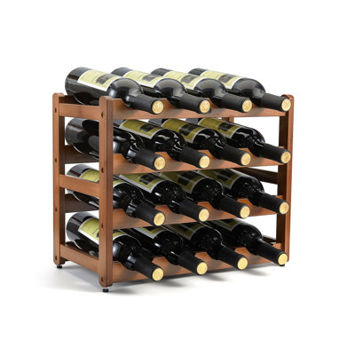 16 Bottle Solid Wood Tabletop Wine Bottle Rack in Brown by K KELBEL