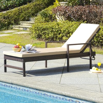 Bourneville Reclining Chaise Lounge with Cushion by Charlton Home