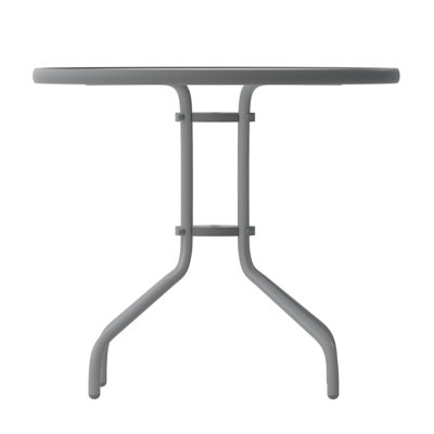 Amlie 31.5" Round Tempered Glass Metal Table with Smooth Ripple Design Top by Wade Logan