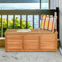 Gymax 47 Gallon Acacia Solid Wood Deck Box in Brown by Gymax