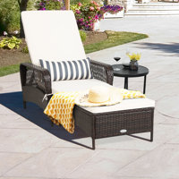 Gymax Rattan Patio Lounge Chair Chaise W/ Adjustable Backrest Cushion & Pillow by Gymax