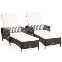 Gymax Rattan Patio Lounge Chair Chaise W/ Adjustable Backrest Cushion & Pillow by Gymax