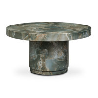 Treso 38" Round Cement Coffee Table With Marble Finish by Poly & Bark