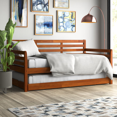 Alexz Wood Daybed with Pop Up Trundle Bed, Mattresses Not Included by Lark Manor