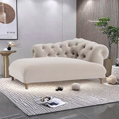 Velvet Chaise Longue with High Resilience Sponge by ComfySofa.s