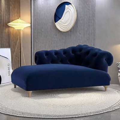 Velvet Chaise Longue with High Resilience Sponge