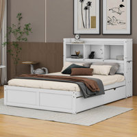 Panel Full Size Storage Bed with Shelves, Twin Size Trundle and 2 Drawers by Cosmic