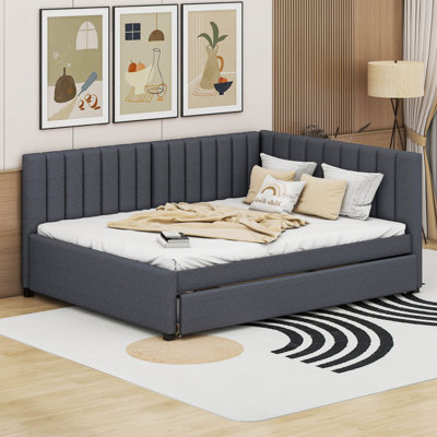 Upholstered Daybed with Trundle Sofa Bed Frame by Cosmic